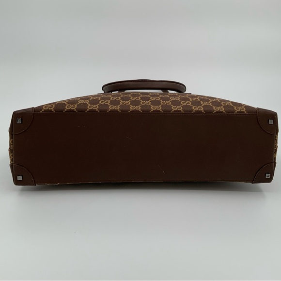 EUC Authentic Gucci Brown Monogram Dome Canvas & Leather Satchel Bag - Picture 14 of 16